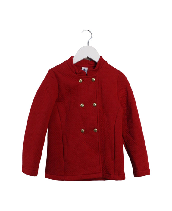 A Red Lightweight Jackets from Petit Bateau in size 5T for girl. (Front View)