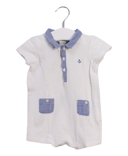 A White Rompers from Cyrillus in size 3-6M for boy. (Front View)