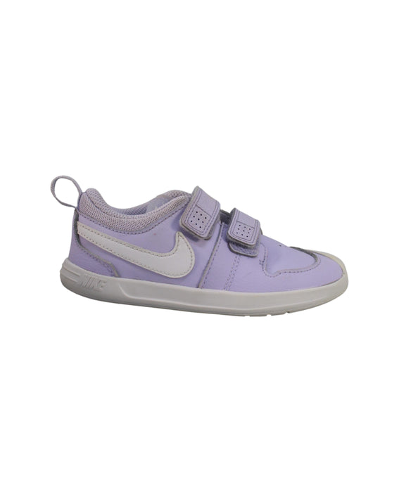 A Purple Sneakers from Nike in size 4T for girl. (Back View)