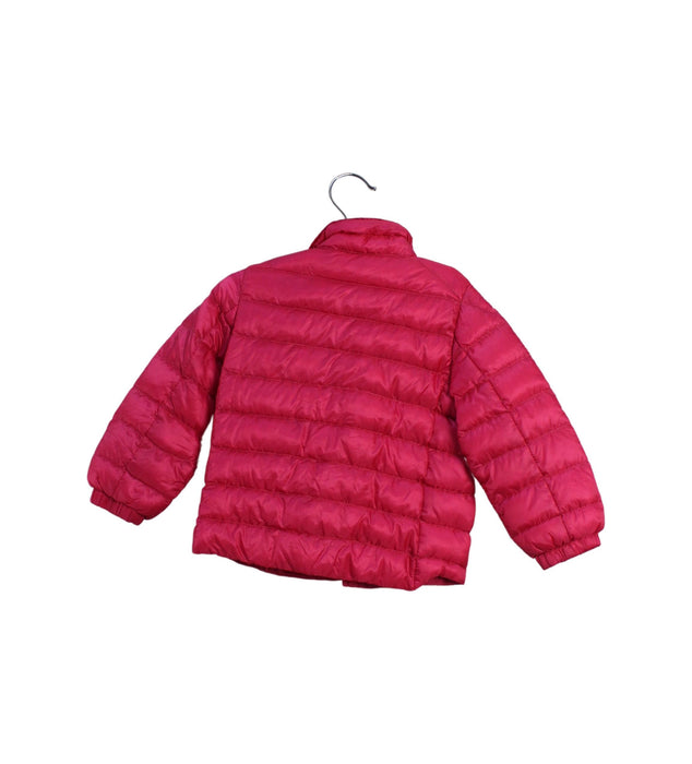 A Pink Puffer/Quilted Jackets from Moncler in size 12-18M for girl. (Back View)