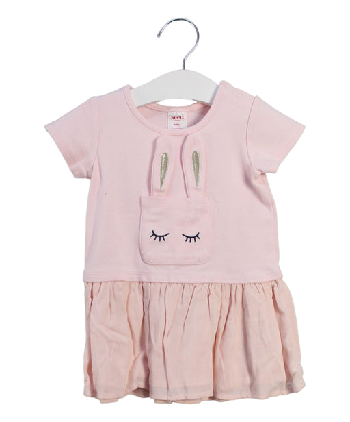 A Pink Short Sleeve Dresses from Seed in size 12-18M for girl. (Front View)