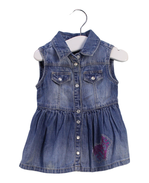 A Blue Sleeveless Dresses from Guess in size 3-6M for girl. (Front View)