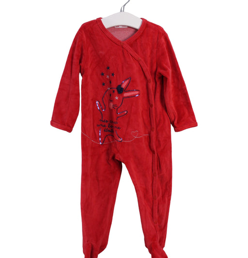 A Red Onesies from DPAM in size 18-24M for girl. (Front View)
