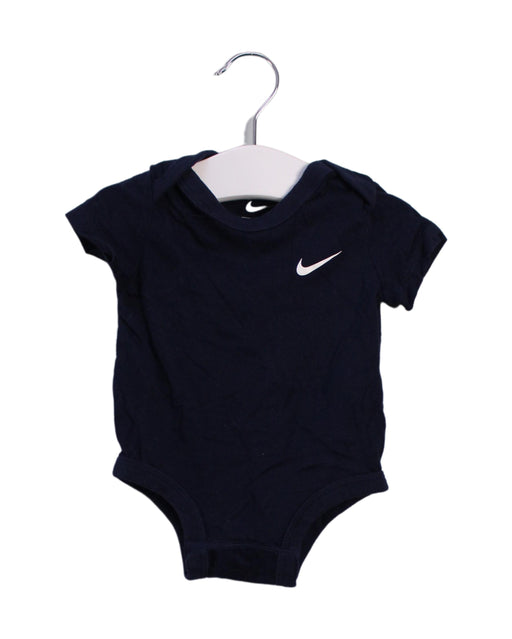 A Navy Short Sleeve Bodysuits from Nike in size 0-3M for neutral. (Front View)