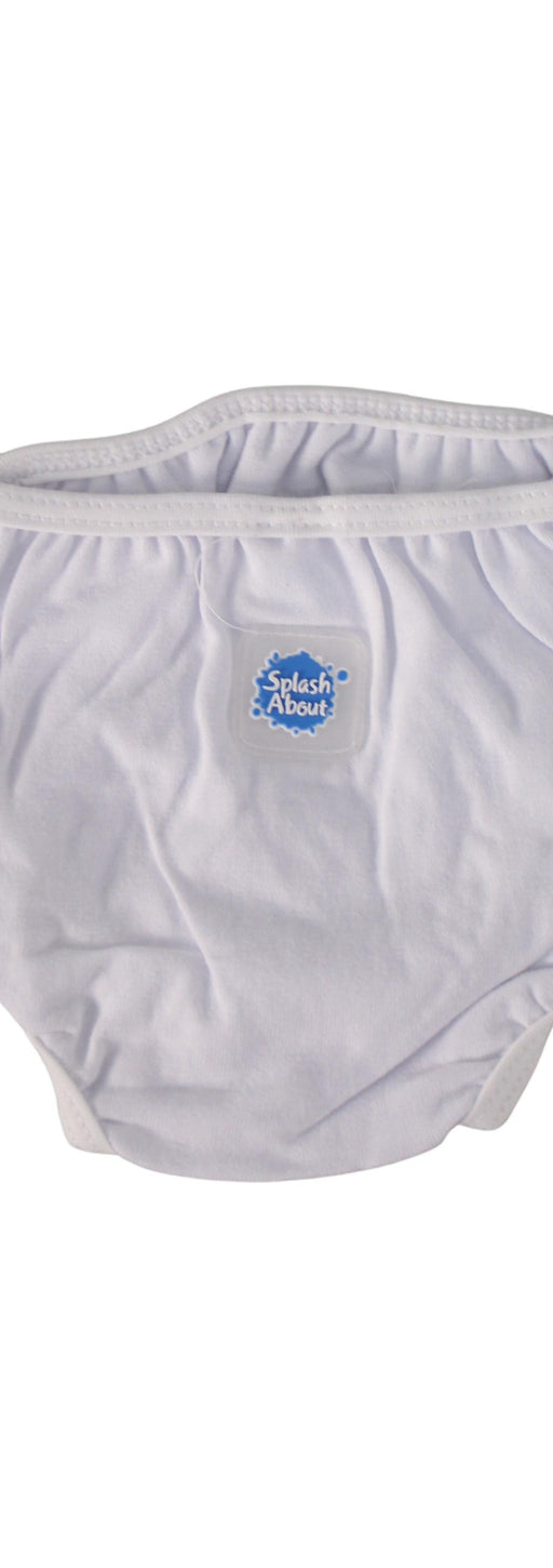 A White Swim Diapers from Splash About in size 0-3M for neutral. (Front View)