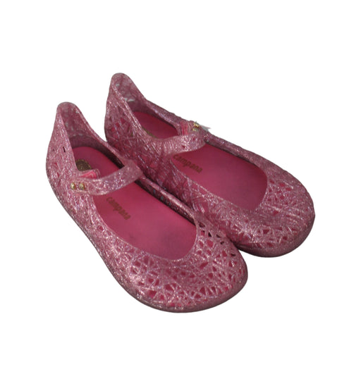 A Pink Flats from Mini Melissa in size 4T for girl. (Front View)