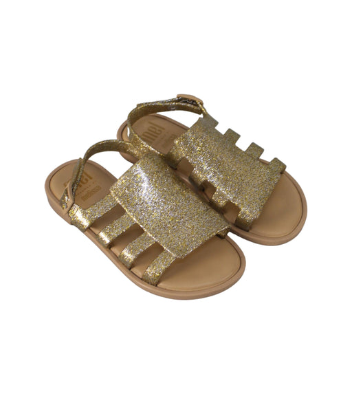 A Gold Sandals from Mini Melissa in size 6T for girl. (Front View)
