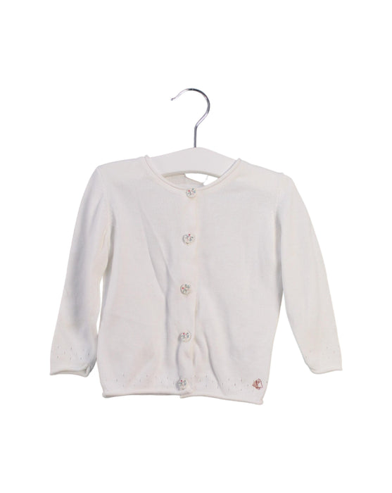 A White Cardigans from Petit Bateau in size 12-18M for girl. (Front View)
