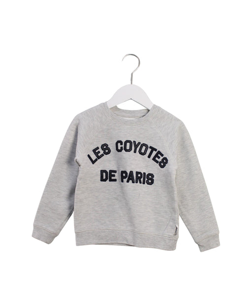 A Grey Crewneck Sweatshirts from Les Coyotes De Paris in size 6T for girl. (Front View)