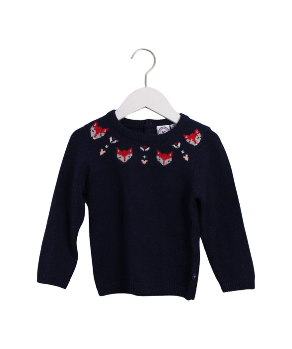 A Navy Knit Sweaters from La Compagnie des Petits in size 4T for girl. (Front View)