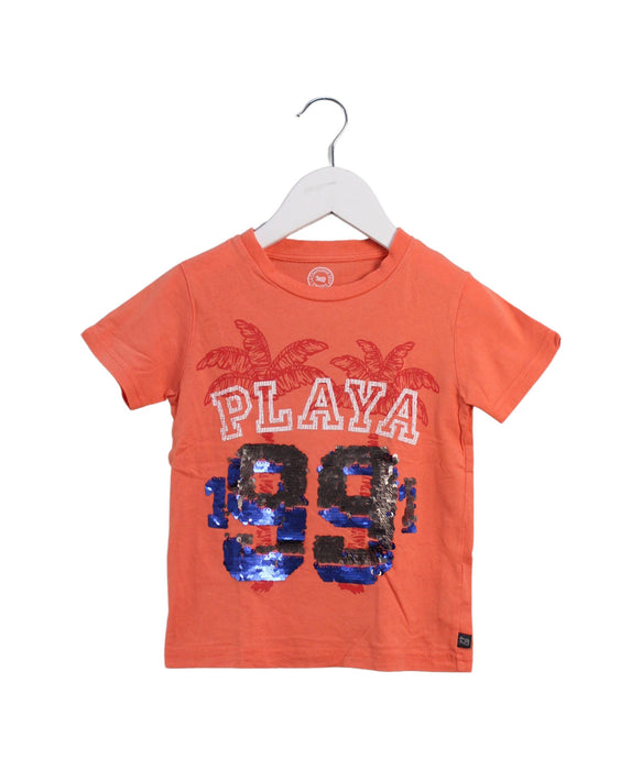 A Orange Short Sleeve T Shirts from La Compagnie des Petits in size 4T for girl. (Front View)