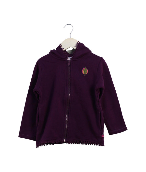 A Purple Zippered Sweatshirts from La Compagnie des Petits in size 5T for girl. (Front View)