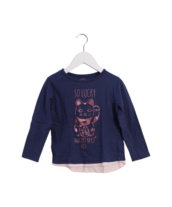 A Blue Long Sleeve Tops from La Compagnie des Petits in size 4T for girl. (Front View)