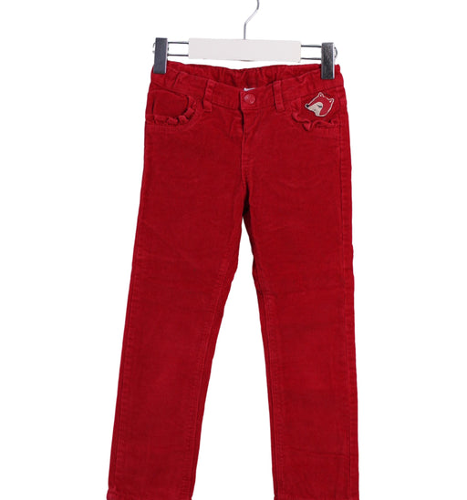 A Red Casual Pants from La Compagnie des Petits in size 4T for girl. (Front View)