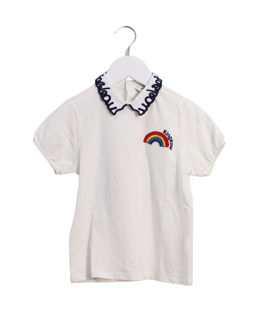 A White Short Sleeve Tops from Kingkow in size 4T for girl. (Front View)