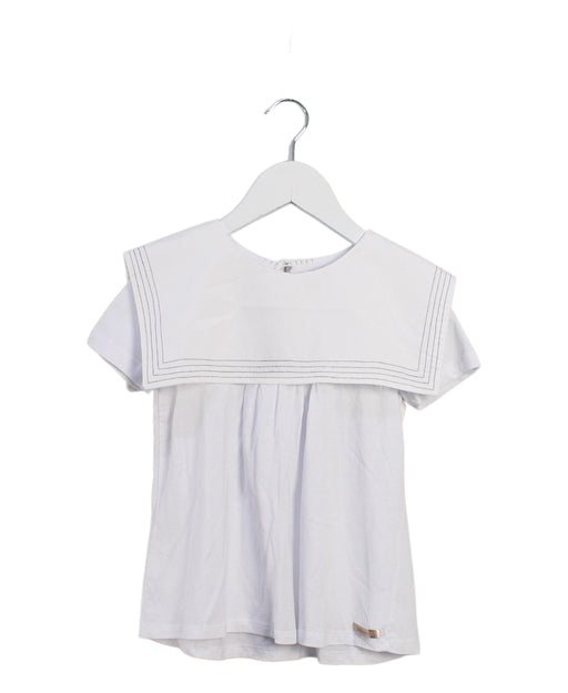 A White Short Sleeve Tops from Yellowsub in size 5T for girl. (Front View)