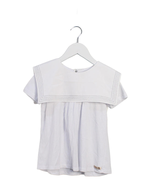 A White Short Sleeve Tops from Yellowsub in size 5T for girl. (Front View)