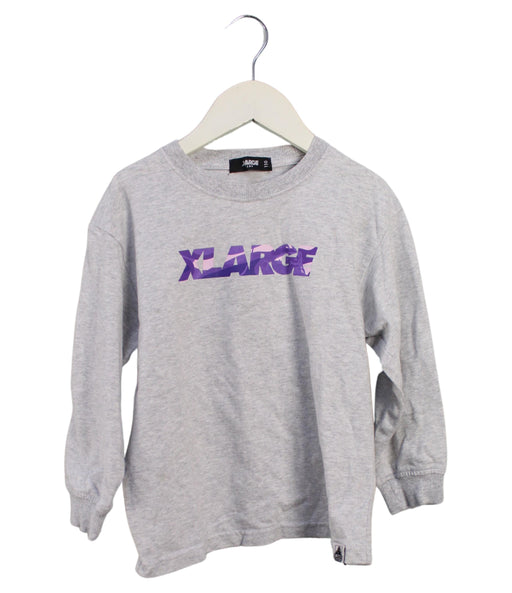 A Grey Long Sleeve Tops from XLARGE Kids in size 4T for girl. (Front View)
