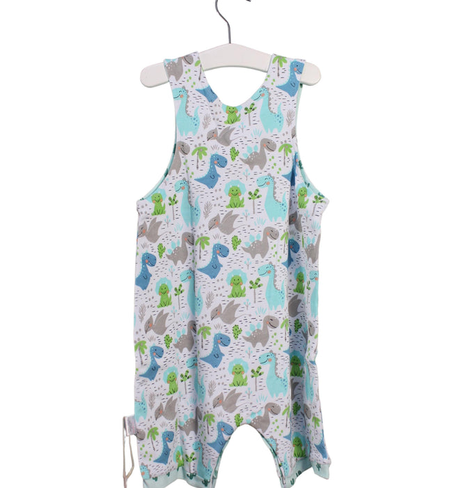 A White Sleeveless Rompers from Cotton Pigs in size 18-24M for boy. (Back View)