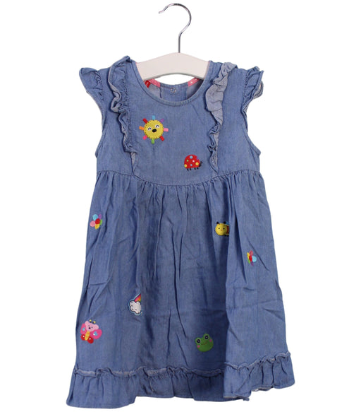 A Blue Sleeveless Dresses from Why and 1/2 in size 2T for girl. (Front View)