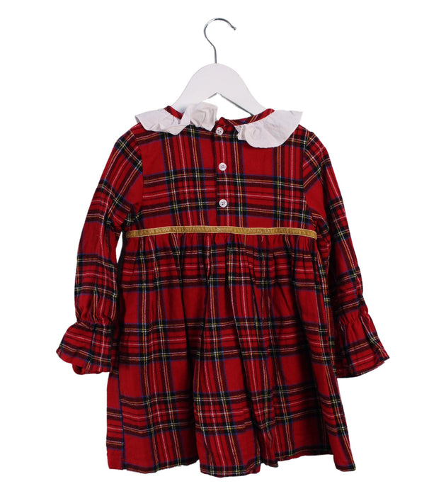 A Red Long Sleeve Dresses from Cotton Pigs in size 3T for girl. (Back View)