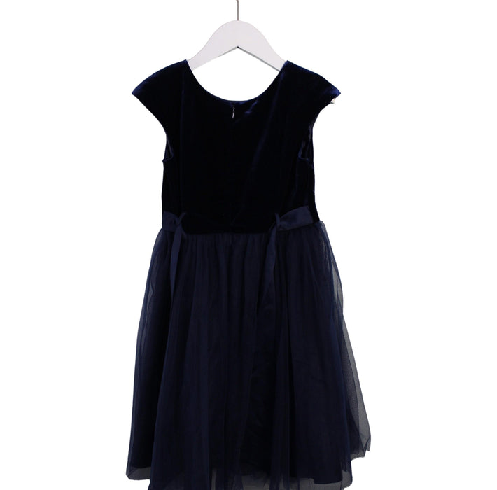 A Navy Short Sleeve Dresses from Monsoon in size 6T for girl. (Back View)
