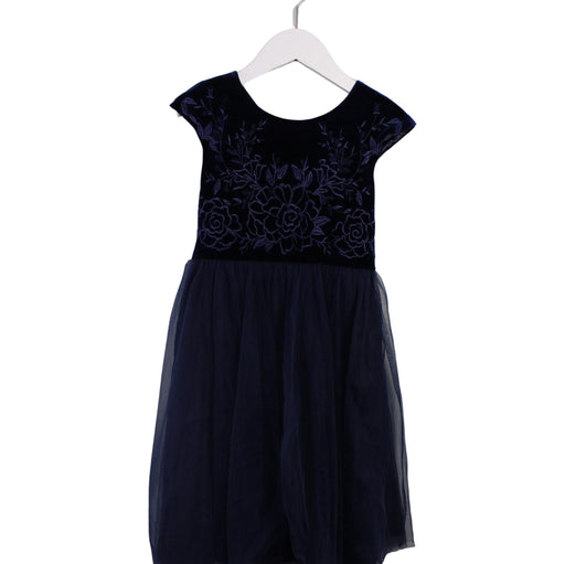 A Navy Short Sleeve Dresses from Monsoon in size 6T for girl. (Front View)