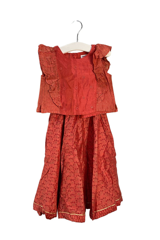 A Red Sleeveless Tops from Fabindia in size 18-24M for girl. (Front View)
