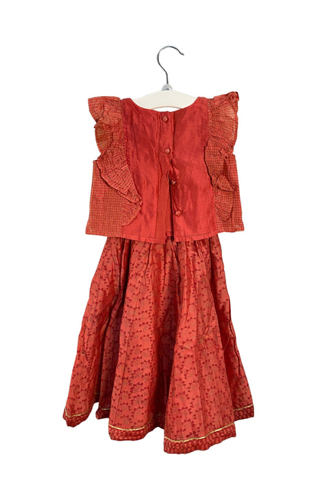 A Red Sleeveless Tops from Fabindia in size 18-24M for girl. (Back View)