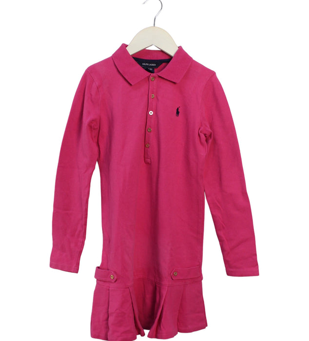 A Pink Long Sleeve Dresses from Ralph Lauren in size 8Y for girl. (Front View)