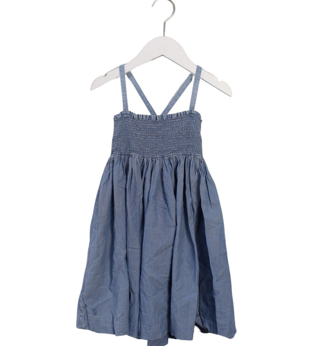 A Blue Sleeveless Dresses from Polo Ralph Lauren in size 5T for girl. (Front View)