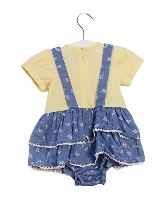 A Blue Short Sleeve Bodysuits from Chickeeduck in size 6-12M for girl. (Back View)