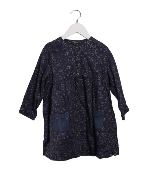 A Navy Long Sleeve Dresses from Velveteen in size 6T for girl. (Front View)