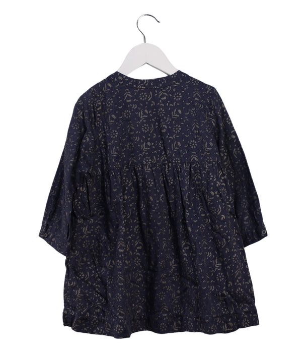 A Navy Long Sleeve Dresses from Velveteen in size 6T for girl. (Back View)