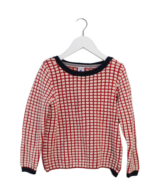A Red Knit Sweaters from Petit Bateau in size 6T for girl. (Front View)