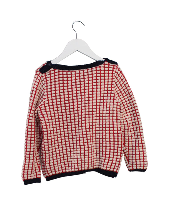 A Red Knit Sweaters from Petit Bateau in size 6T for girl. (Back View)