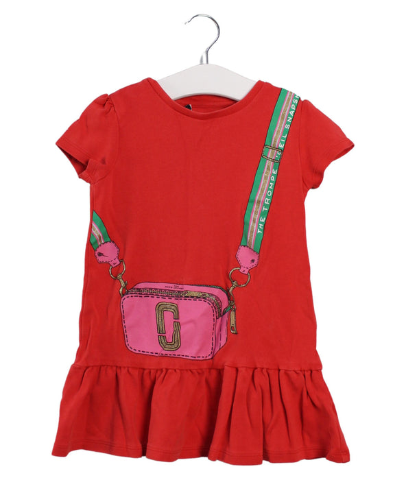 A Red Short Sleeve Dresses from Little Marc Jacobs in size 5T for girl. (Front View)