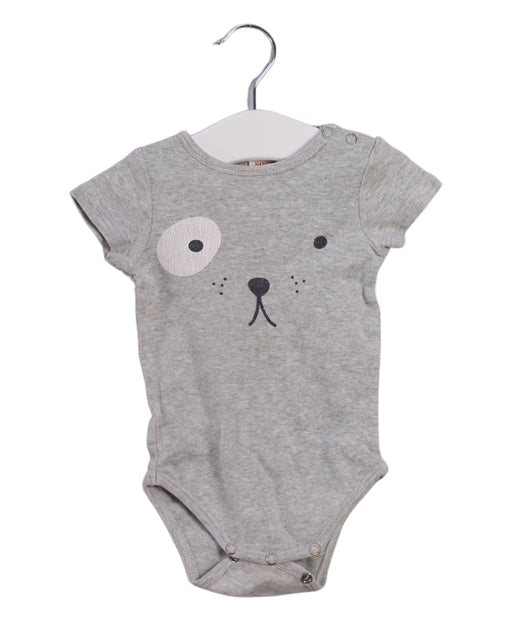 A Grey Short Sleeve Bodysuits from Seed in size 0-3M for girl. (Front View)