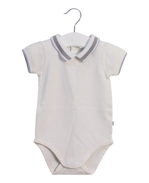 A White Short Sleeve Bodysuits from Jacadi in size 6-12M for boy. (Front View)