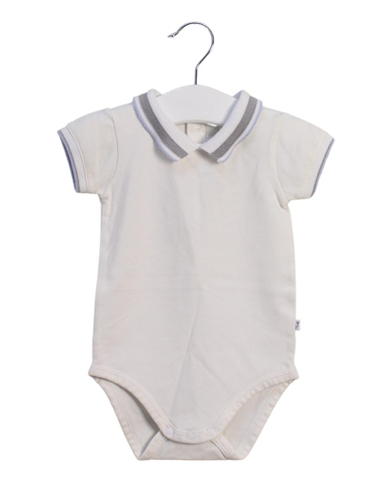 A White Short Sleeve Bodysuits from Jacadi in size 6-12M for boy. (Front View)