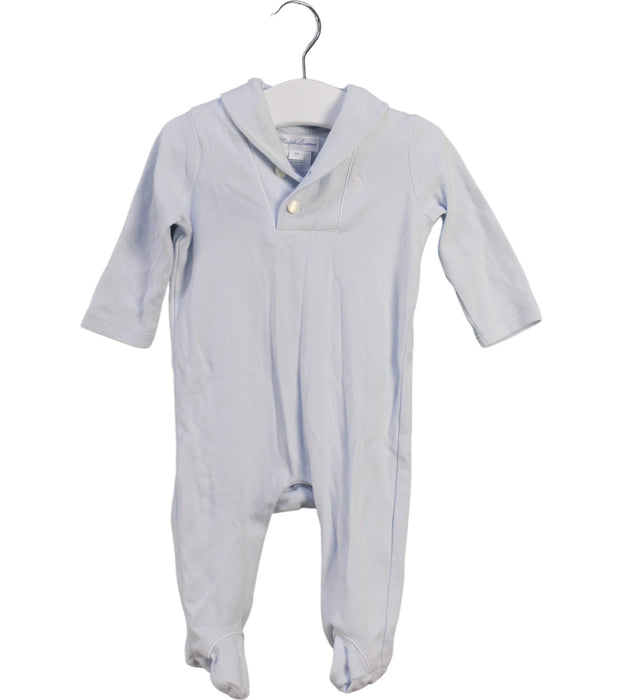 A Blue Long Sleeve Jumpsuits from Ralph Lauren in size 0-3M for neutral. (Front View)