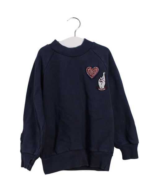 A Navy Crewneck Sweatshirts from Finger in the Nose in size 4T for girl. (Front View)