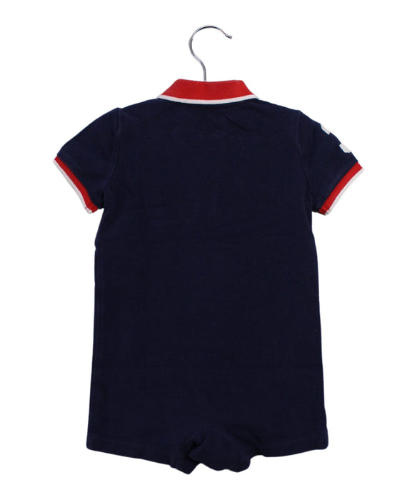 A Navy Short Sleeve Rompers from Ralph Lauren in size 6-12M for boy. (Back View)