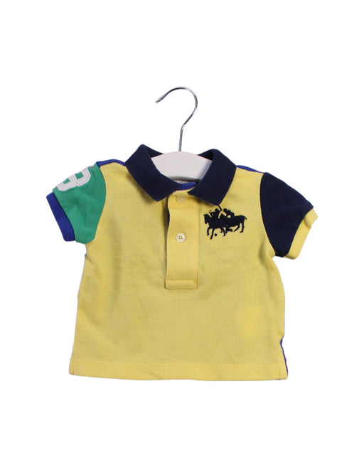 A Yellow Short Sleeve Polos from Ralph Lauren in size 0-3M for boy. (Front View)