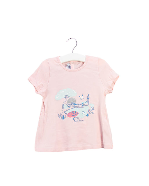 A Pink Short Sleeve T Shirts from Petit Bateau in size 3T for girl. (Front View)