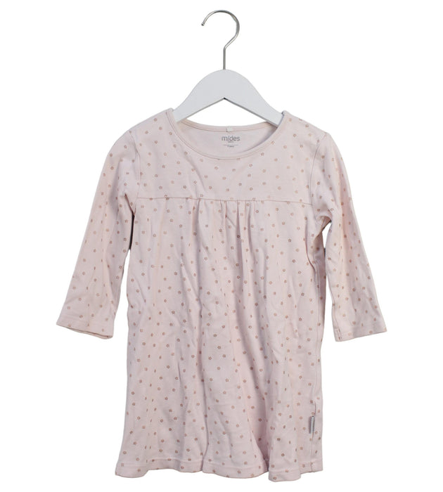 A Pink Long Sleeve Dresses from Mides in size 5T for girl. (Front View)