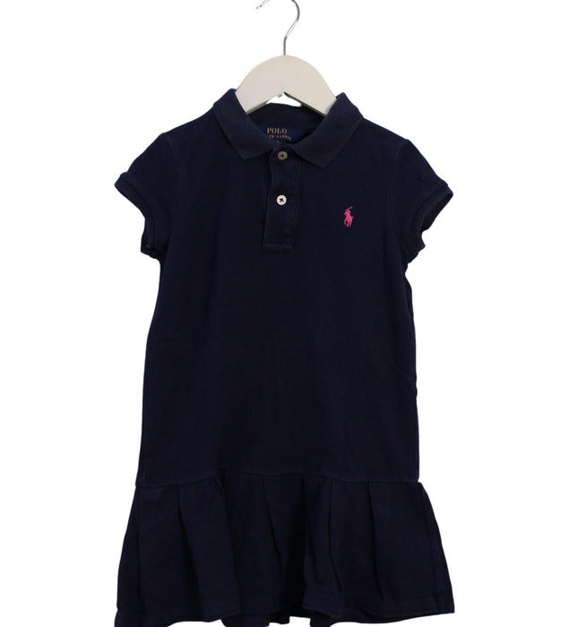 A Navy Short Sleeve Dresses from Polo Ralph Lauren in size 4T for girl. (Front View)