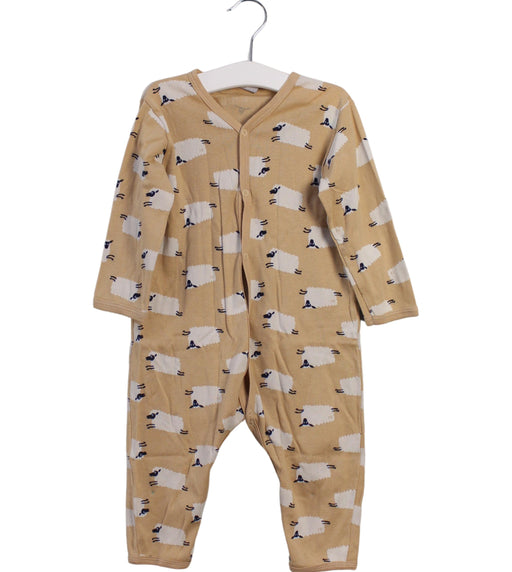 A Beige Long Sleeve Jumpsuits from Petit Bateau in size 12-18M for girl. (Front View)