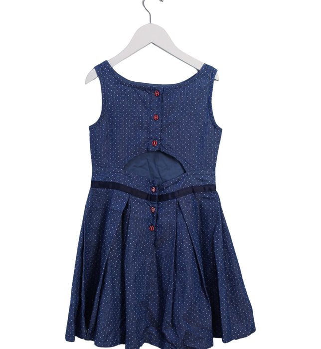 A Blue Sleeveless Dresses from Deux par Deux in size 7Y for girl. (Back View)