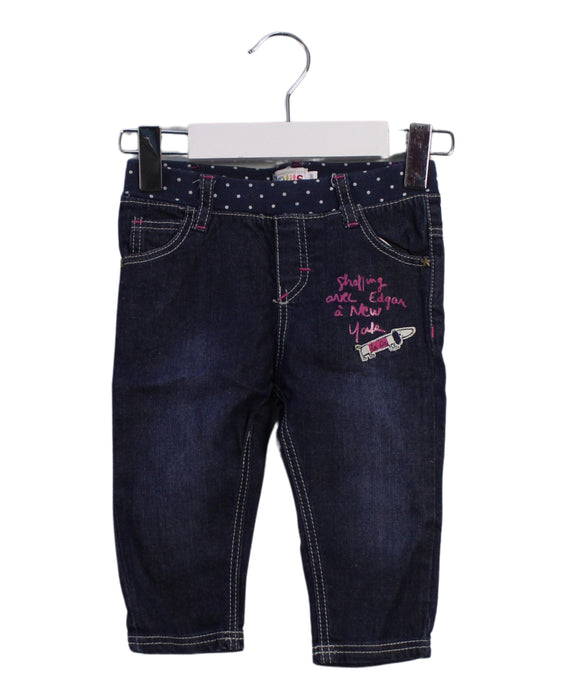 A Blue Jeans from La Compagnie des Petits in size 6-12M for girl. (Front View)